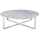 Rosa Marble Coffee Table in White & Brown Marble